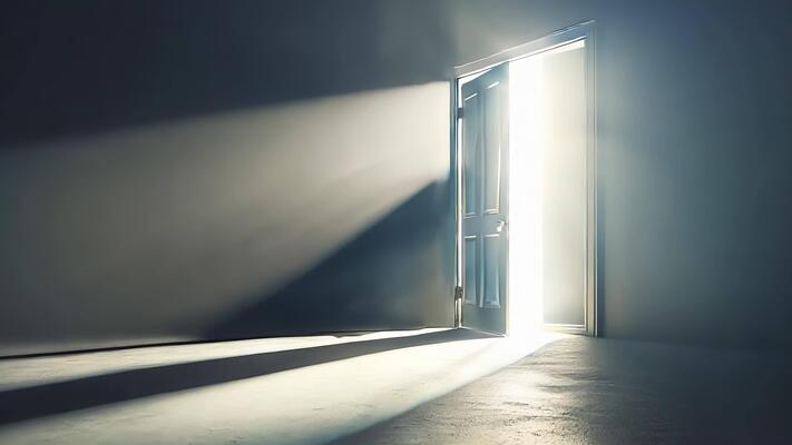 Door opening to bright light